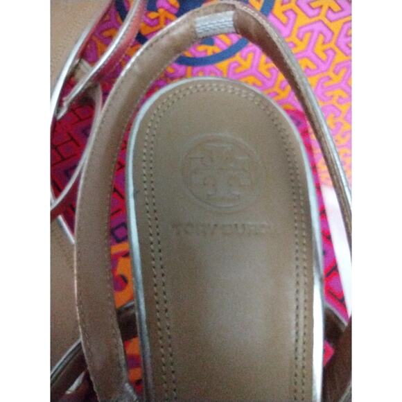 Tory Burch Penelope 65mm Slingback Sandals Womens Size 10 Mirror Metallic 55486 - Picture 6 of 10